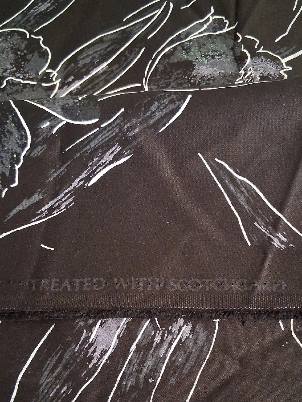 Home Dec Fabric Black Floral Tulip Print Fabric Yardage From Vintage Chris Stone